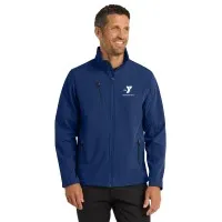 Mens Welded Soft Shell Jacket (EstateBlue) - Embroidered Left Chest YMCA Logo w/ SOUTH SHORE YMCA