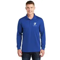 Adult Long Sleeve Micropique Sport-Wick® Polo (True Royal)  - Embroidered w/ Y Logo with SOUTH SHORE YMCA 